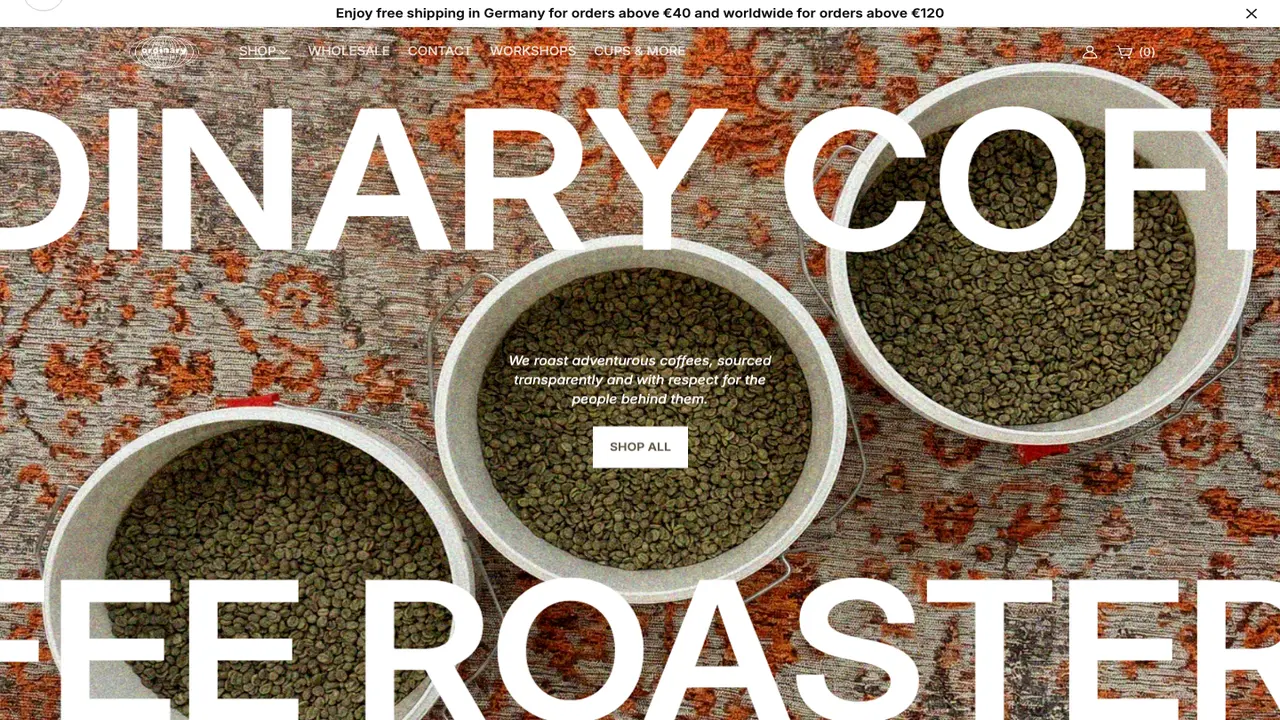 Website der Ordinary Coffee Roasters x Frankfurt Bagel Company