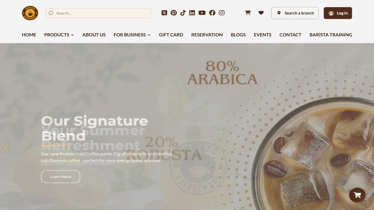 Website der Ormado Roasting House