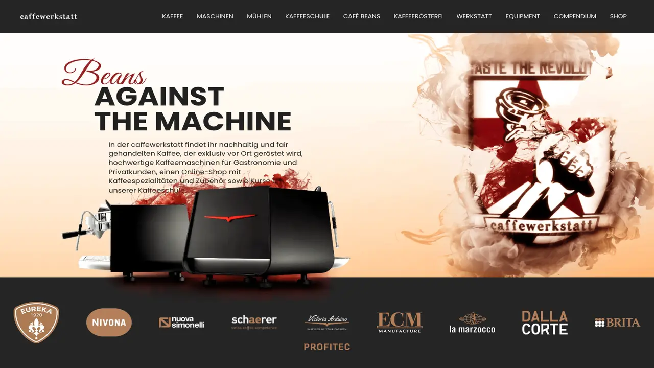 Website der Osnabrücker Kaffeeschule, caffewerkstatt Kaffeerösterei und Showroom
