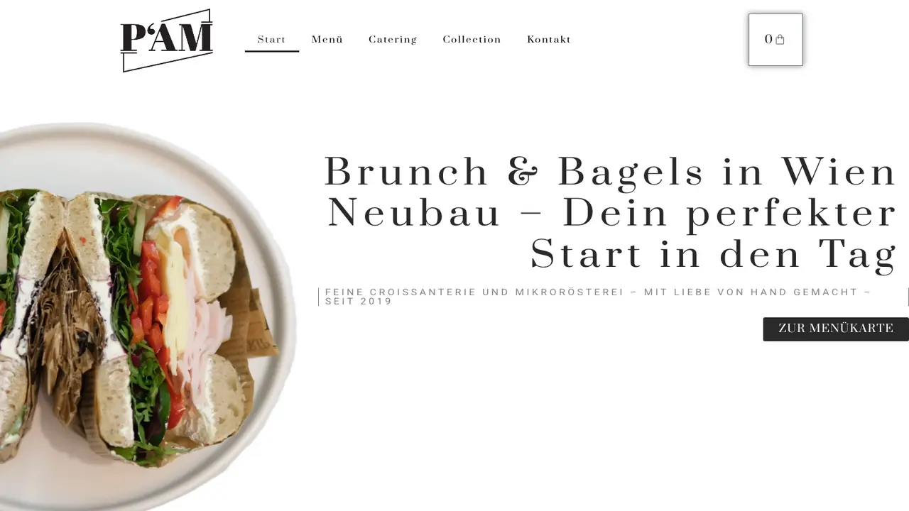 Website der PAM "Bagel-Breakfast-Micro Roastery"