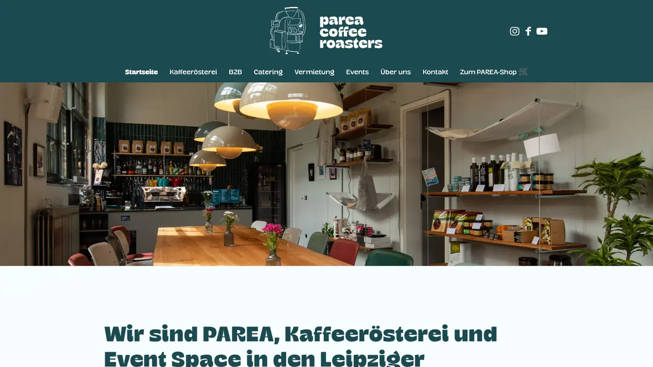 Website der PAREA | Kaffeerösterei & Event Space