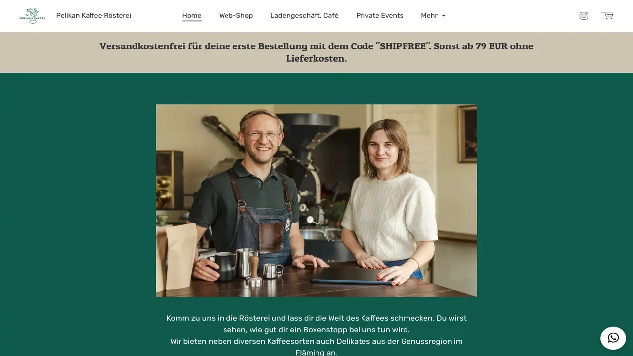 Website der Pelikan Kaffee