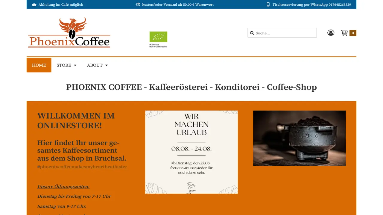 Website der Phoenix Coffee
