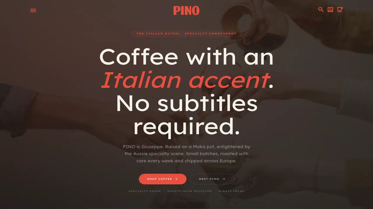 Website der Pino Roastery