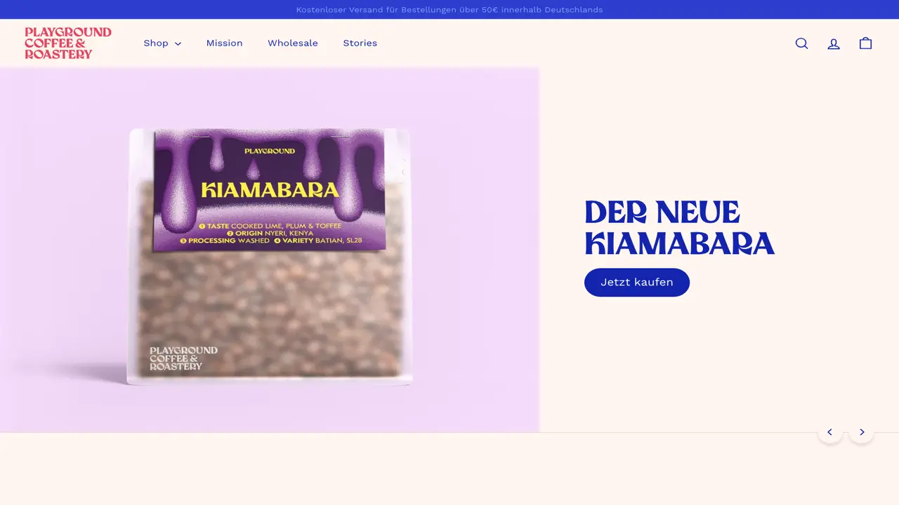 Website der Playground Coffee St. Pauli