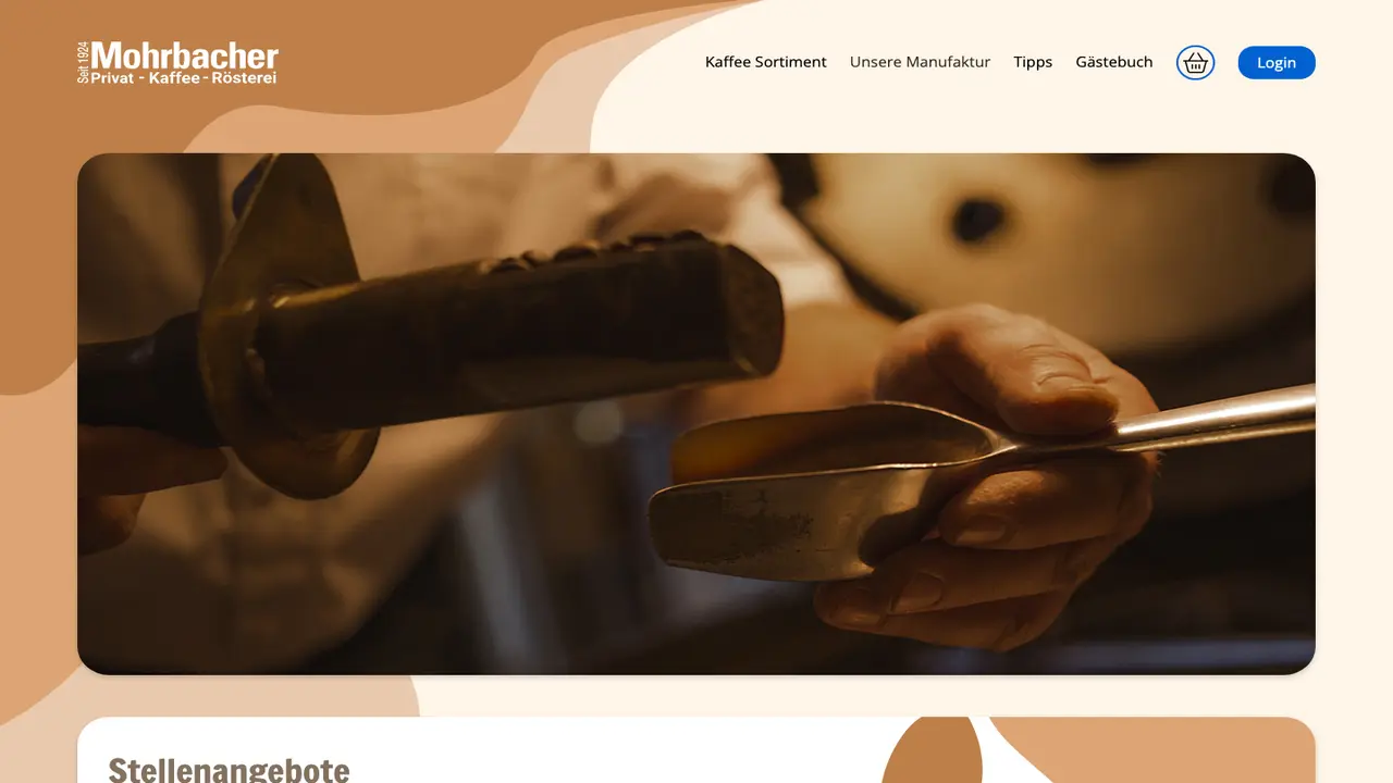 Website der Privat-Kaffee-Rösterei Mohrbacher