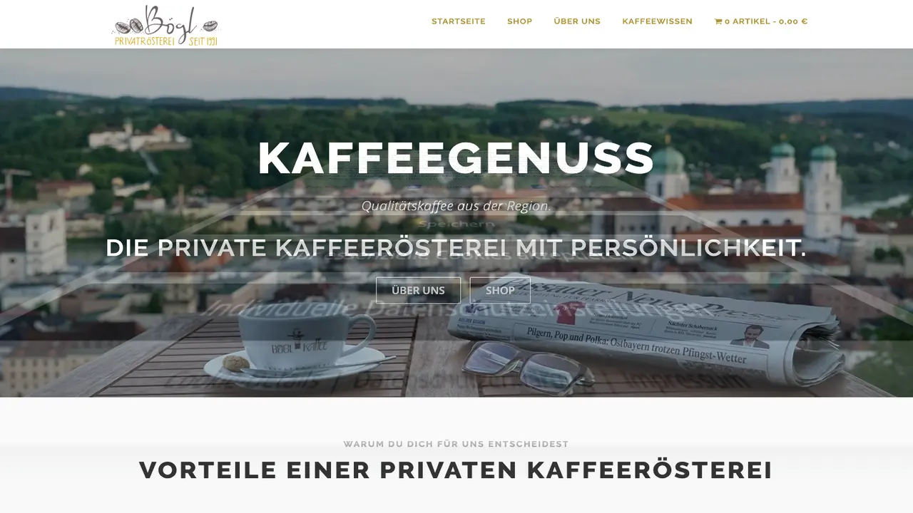 Website der Privatrösterei Bögl