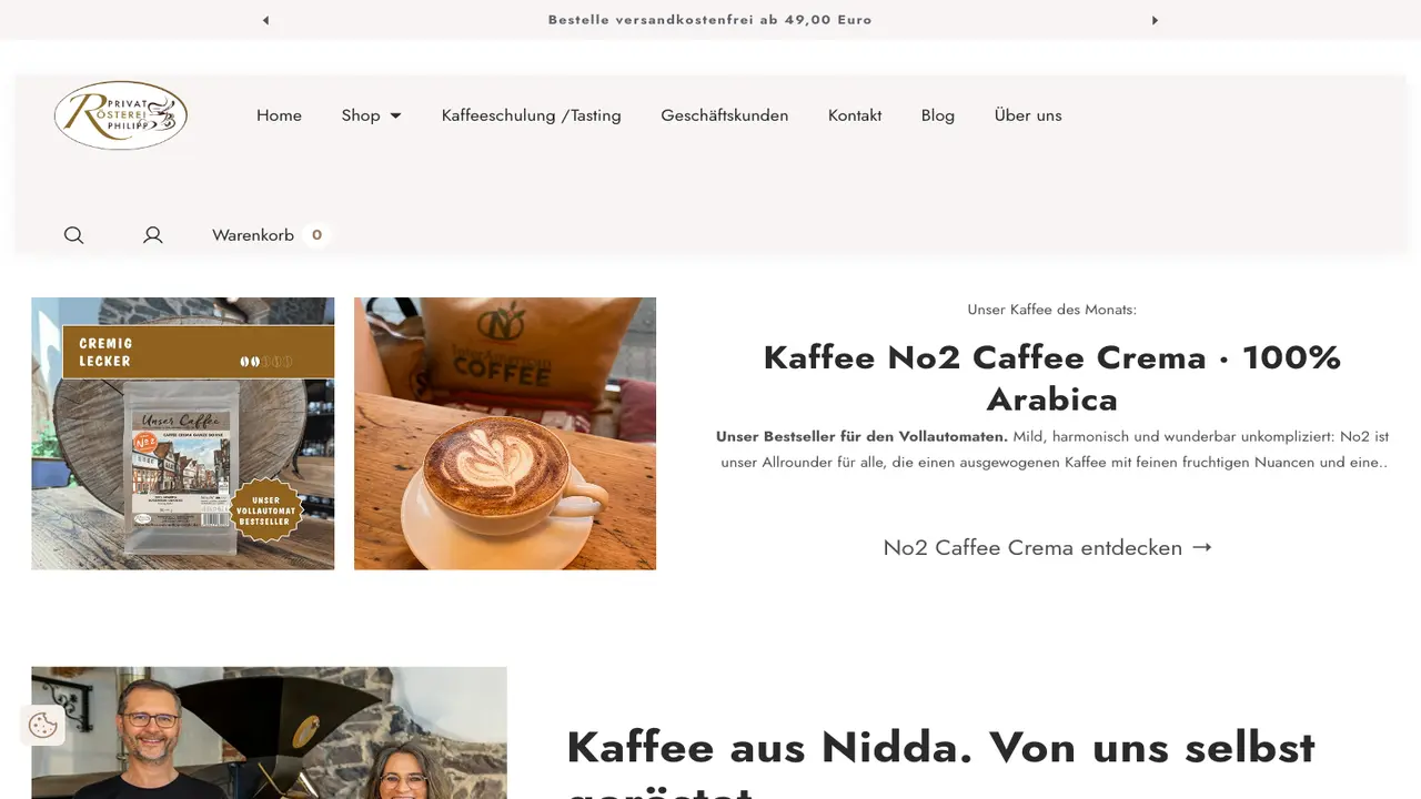 Website der Privatrösterei Philipp - Kaffeerösterei Nidda