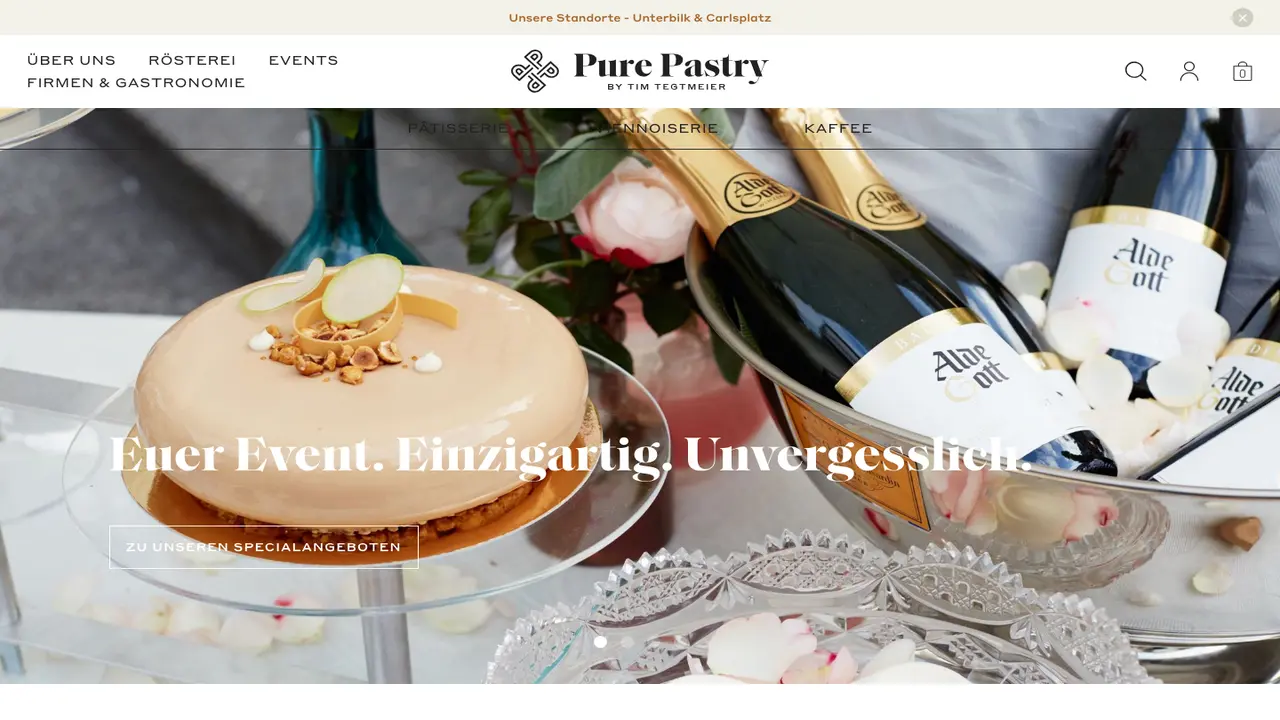 Website der Pure Pastry