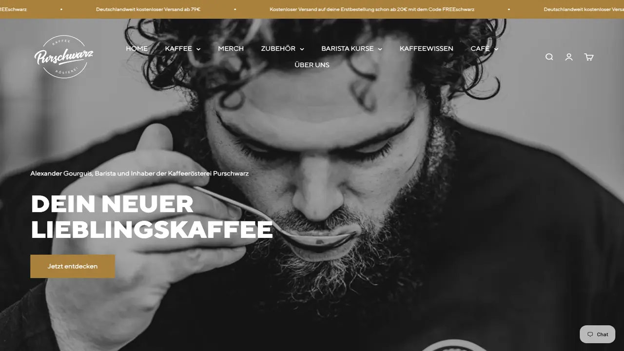 Website der Purschwarz Kaffeerösterei