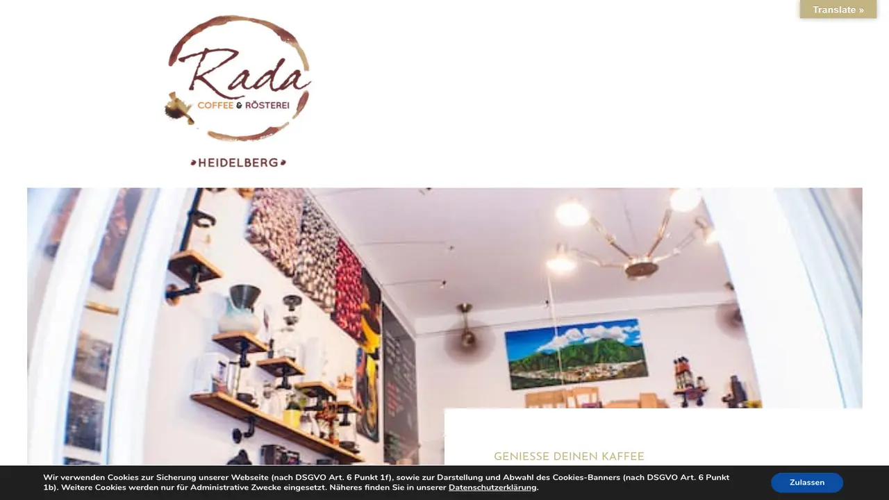 Website der Rada Coffee