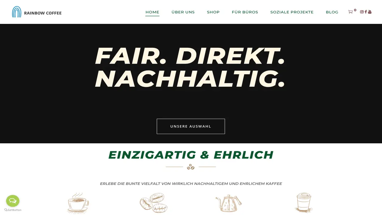 Website der Rainbow Coffee
