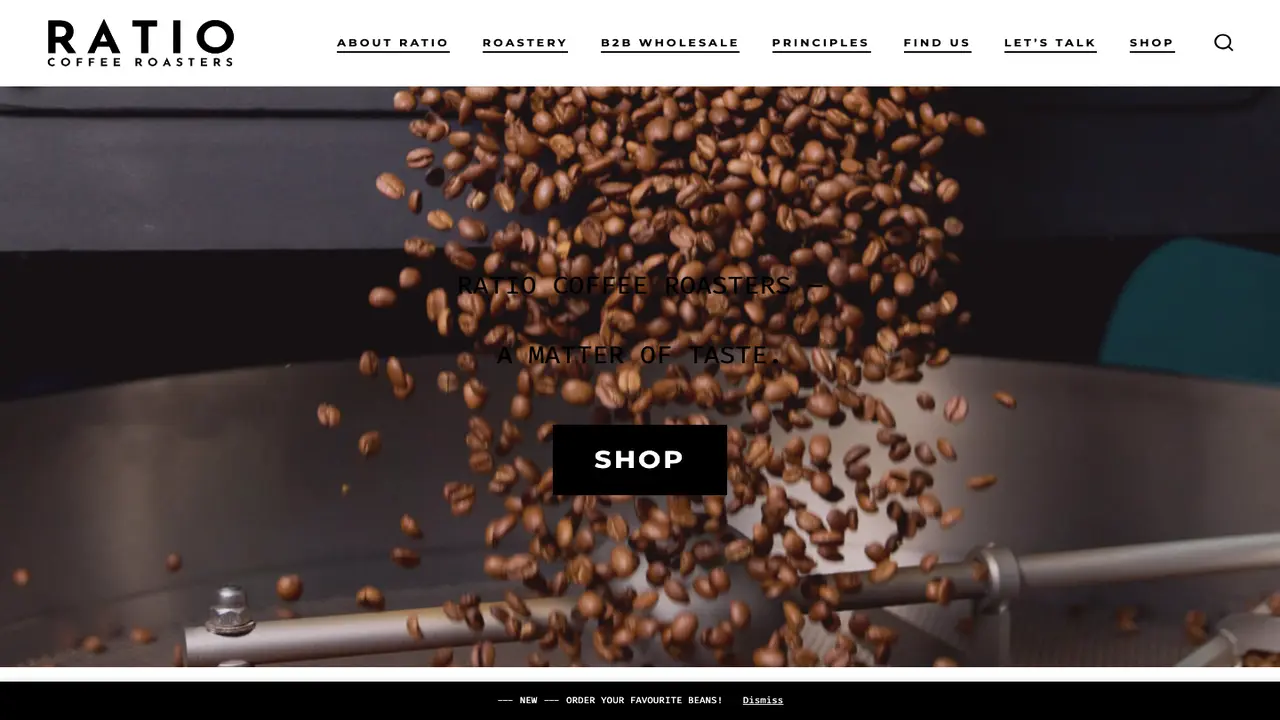 Website der Ratio Coffee Roasters