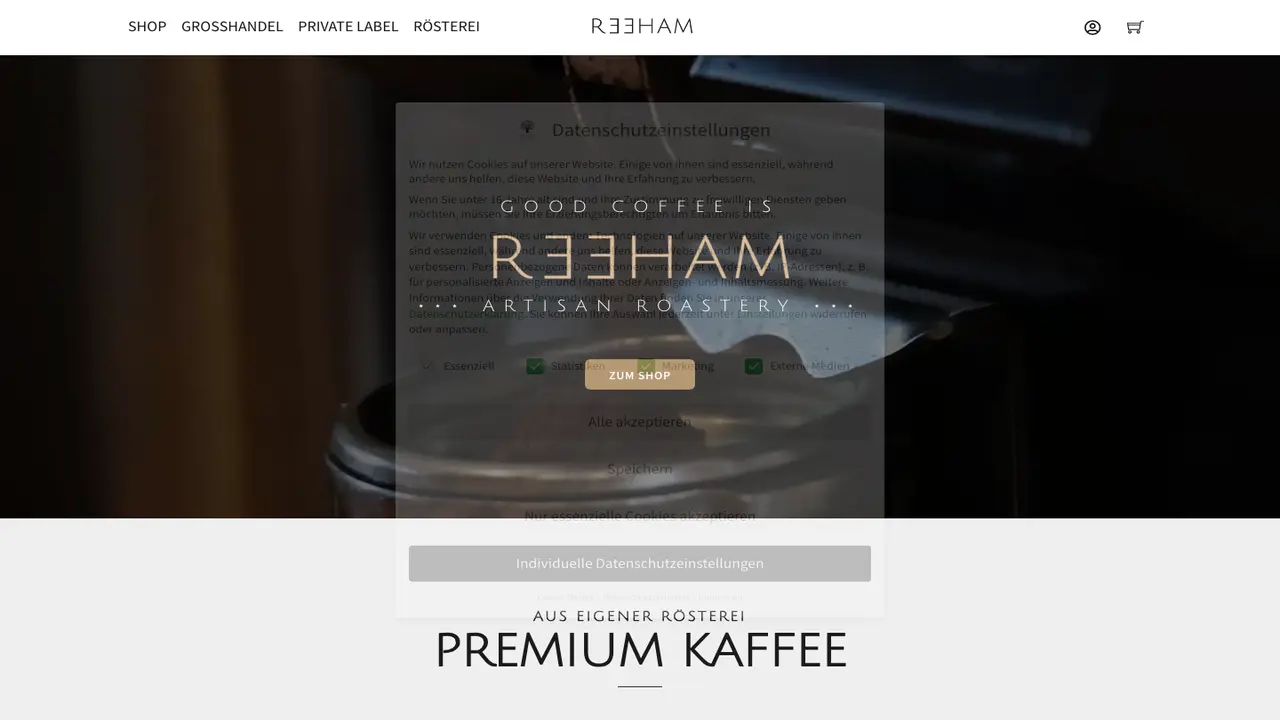 Website der Reeham Roastery International GmbH