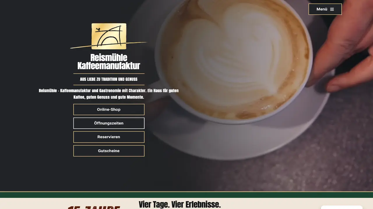 Website der Reismühle Kaffeemanufaktur - Hofladen