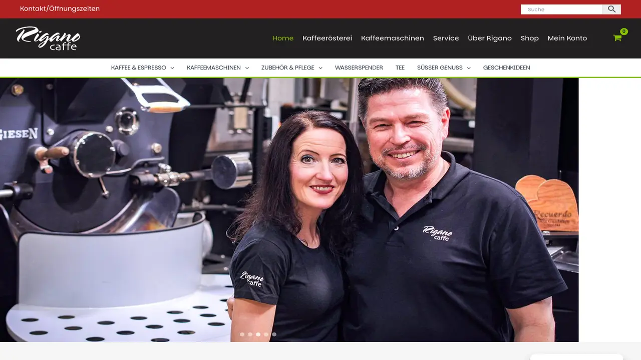 Website der Rigano caffe - Kaffeerösterei Remscheid