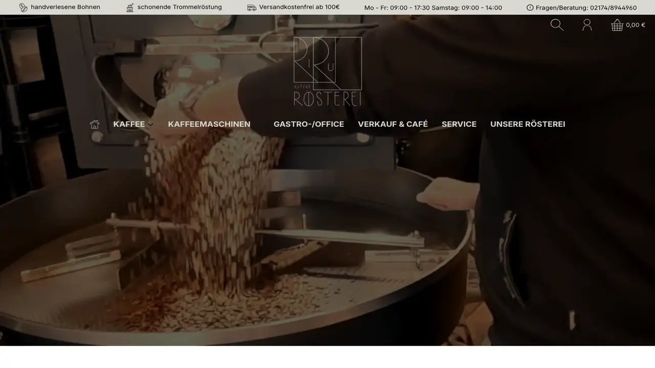 Website der RiRu Kaffeerösterei