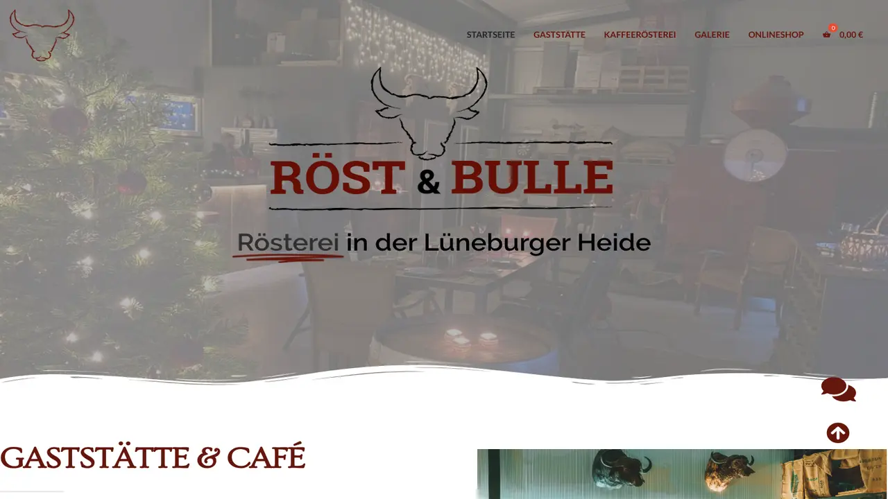 Website der Röst & Bulle - Café und Kaffeerösterei