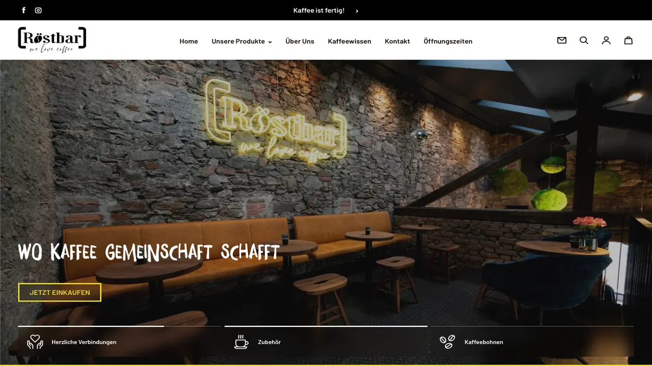Website der Röstbar - Barista Bar & Kaffeerösterei