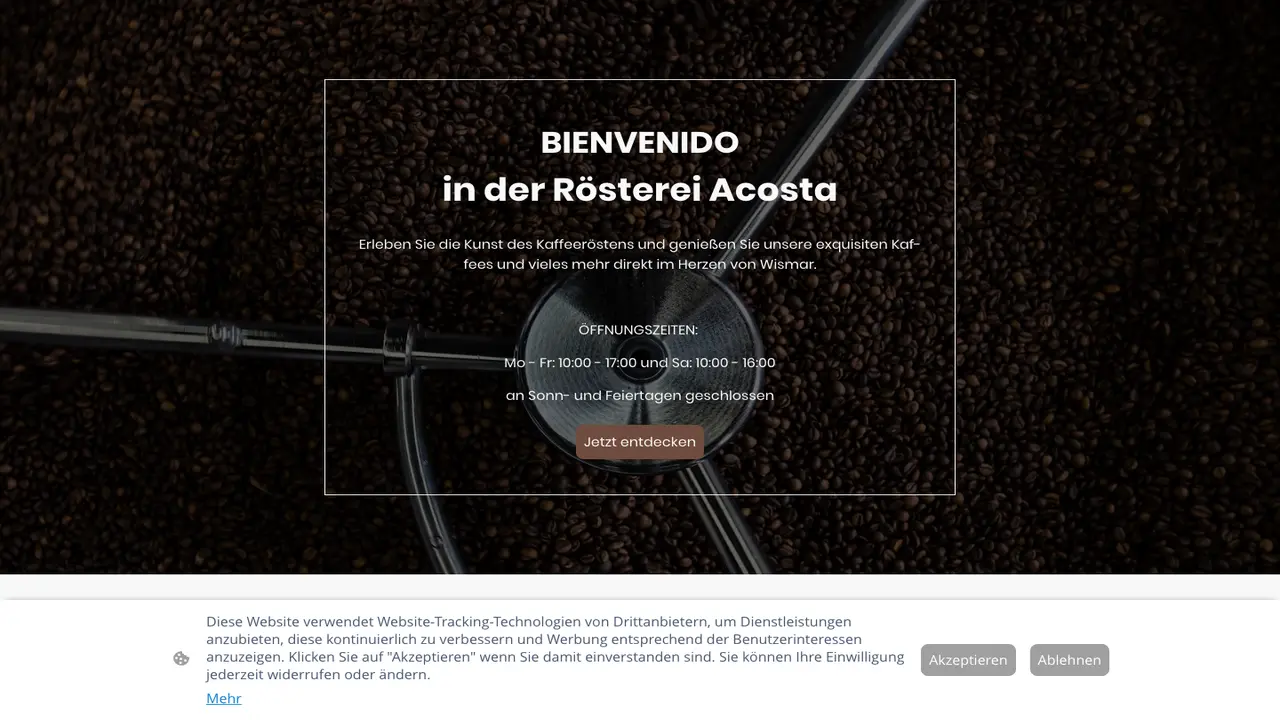 Website der Rösterei Acosta