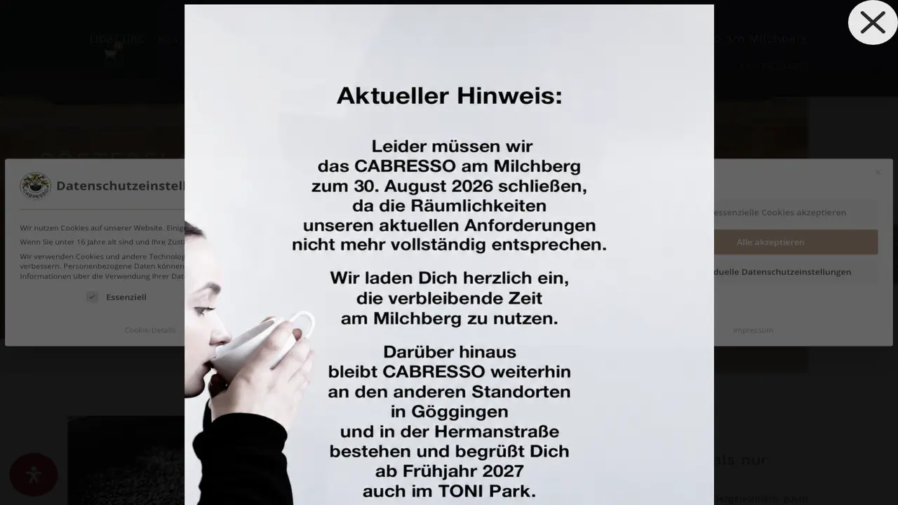 Website der Rösterei Cabresso