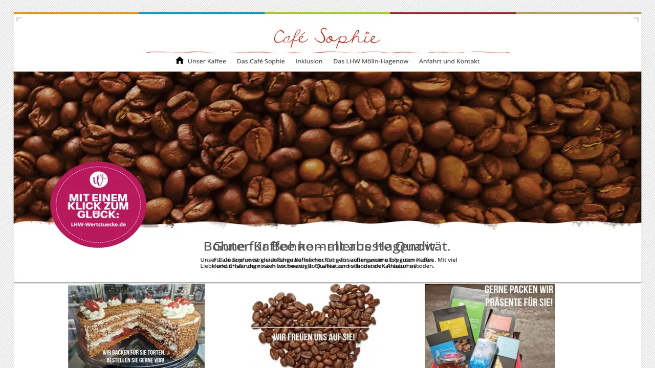 Website der Rösterei Café Sophie