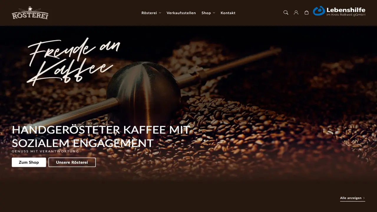 Website der Rösterei der Lebenshilfe im Kreis Rottweil gGmbH