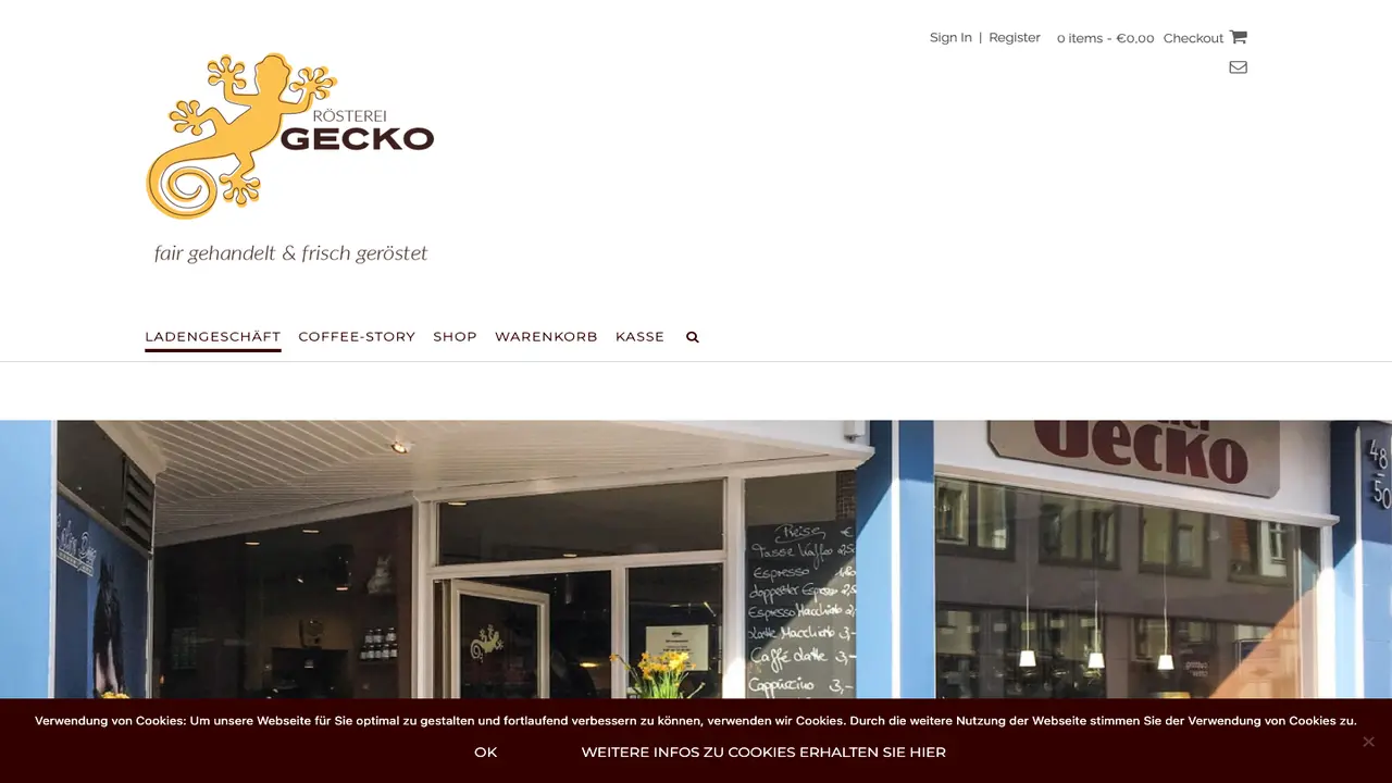 Website der Rösterei Gecko