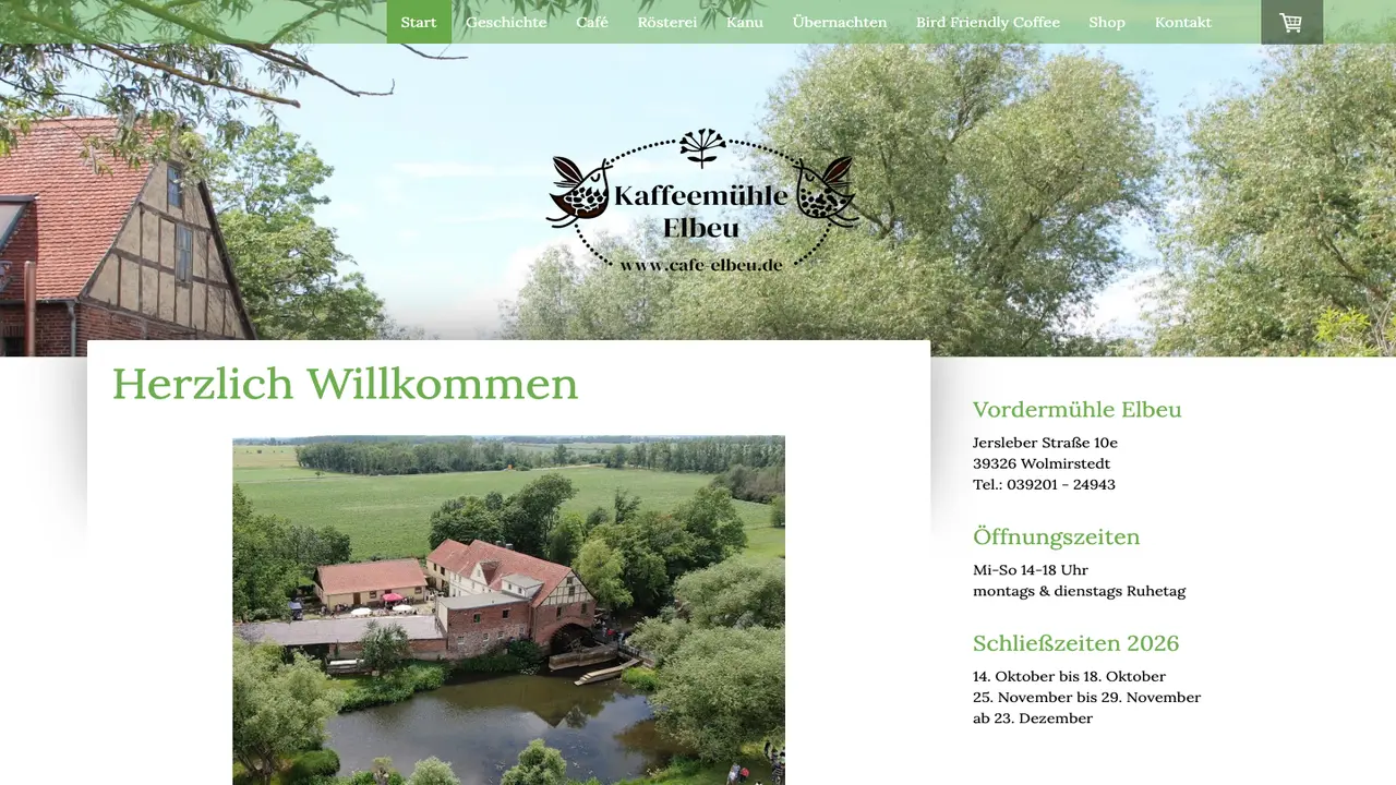 Website der Rösterei Kaffeemühle