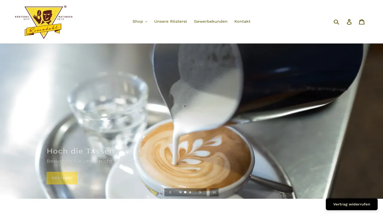Website der Rösterei Rosendahl