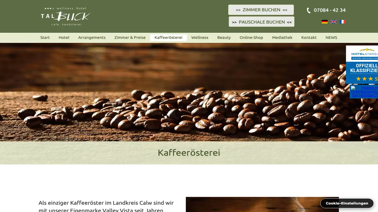 Website der Rösterei Schömberg