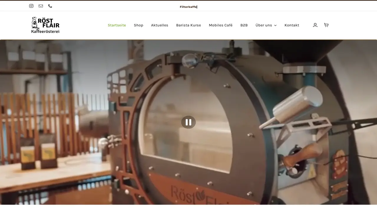 Website der RöstFlair Kaffeerösterei