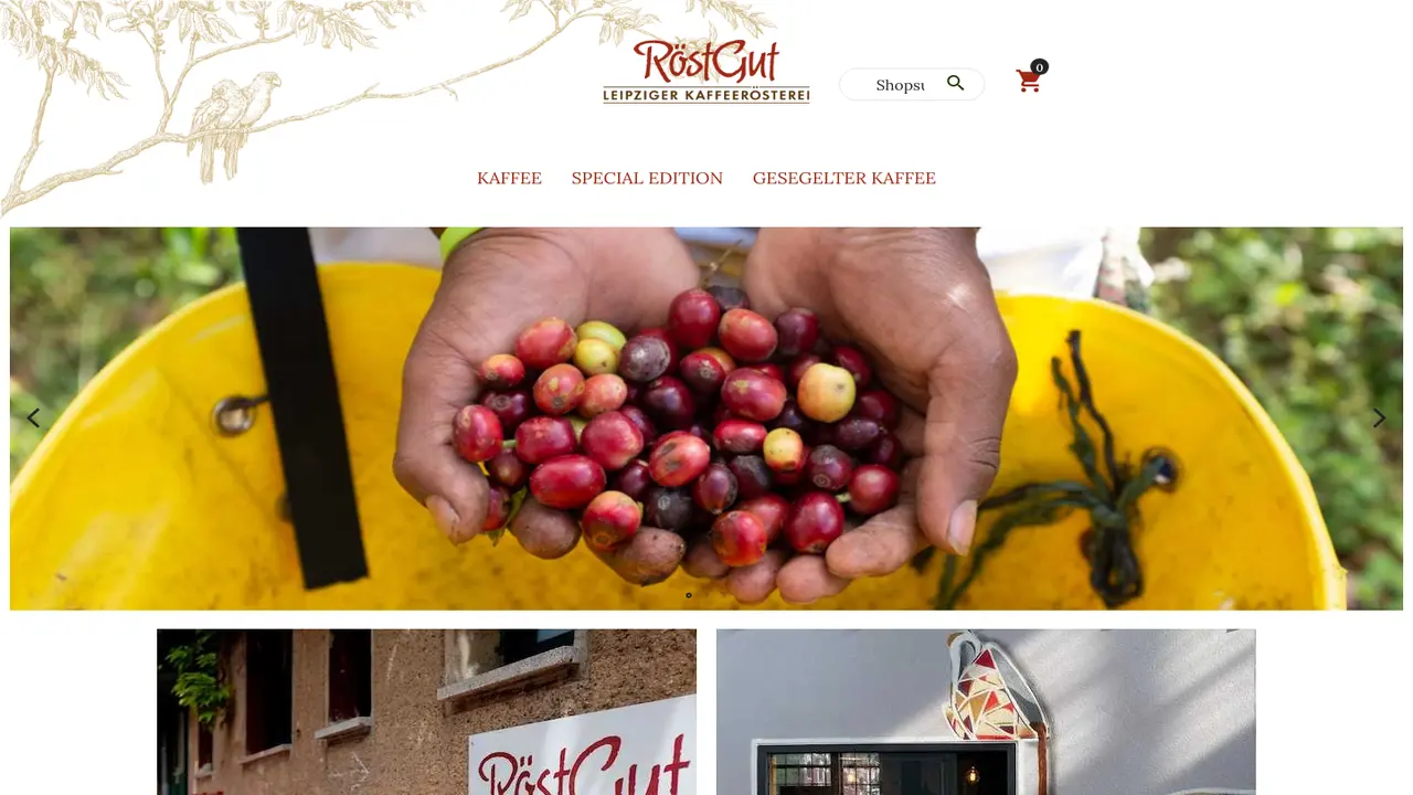 Website der RöstGut - Leipziger Kaffeerösterei