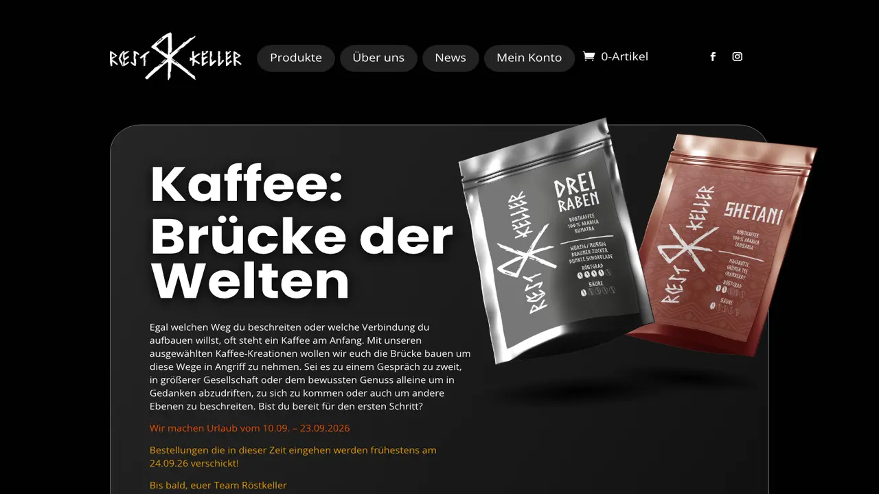 Website der Roestkeller Kaffee