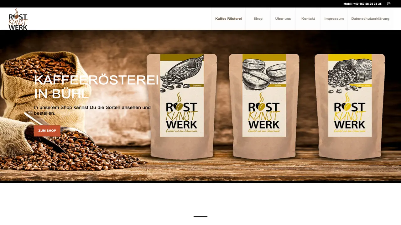 Website der Roestkunstwerk Bühl - Kaffee Rösterei