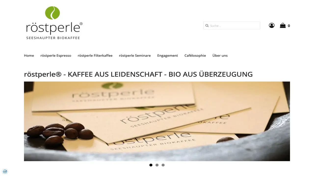 Website der röstperle - Seeshaupter Biokaffee