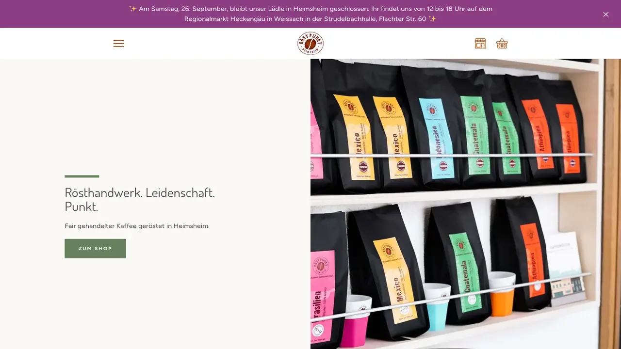 Website der Röstpunkt | Kaffeerösterei