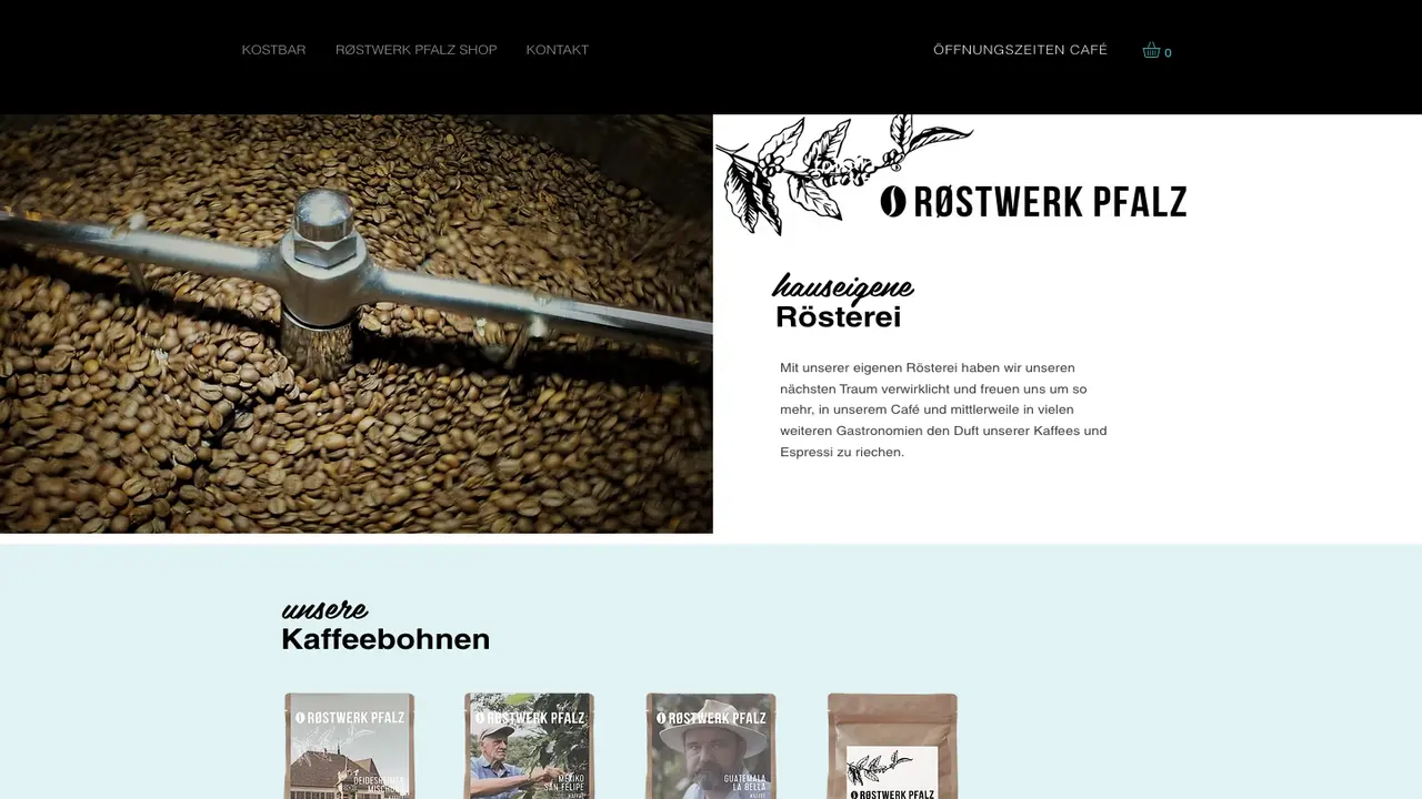Website der Röstwerk Pfalz / WeinCafé Kostbar