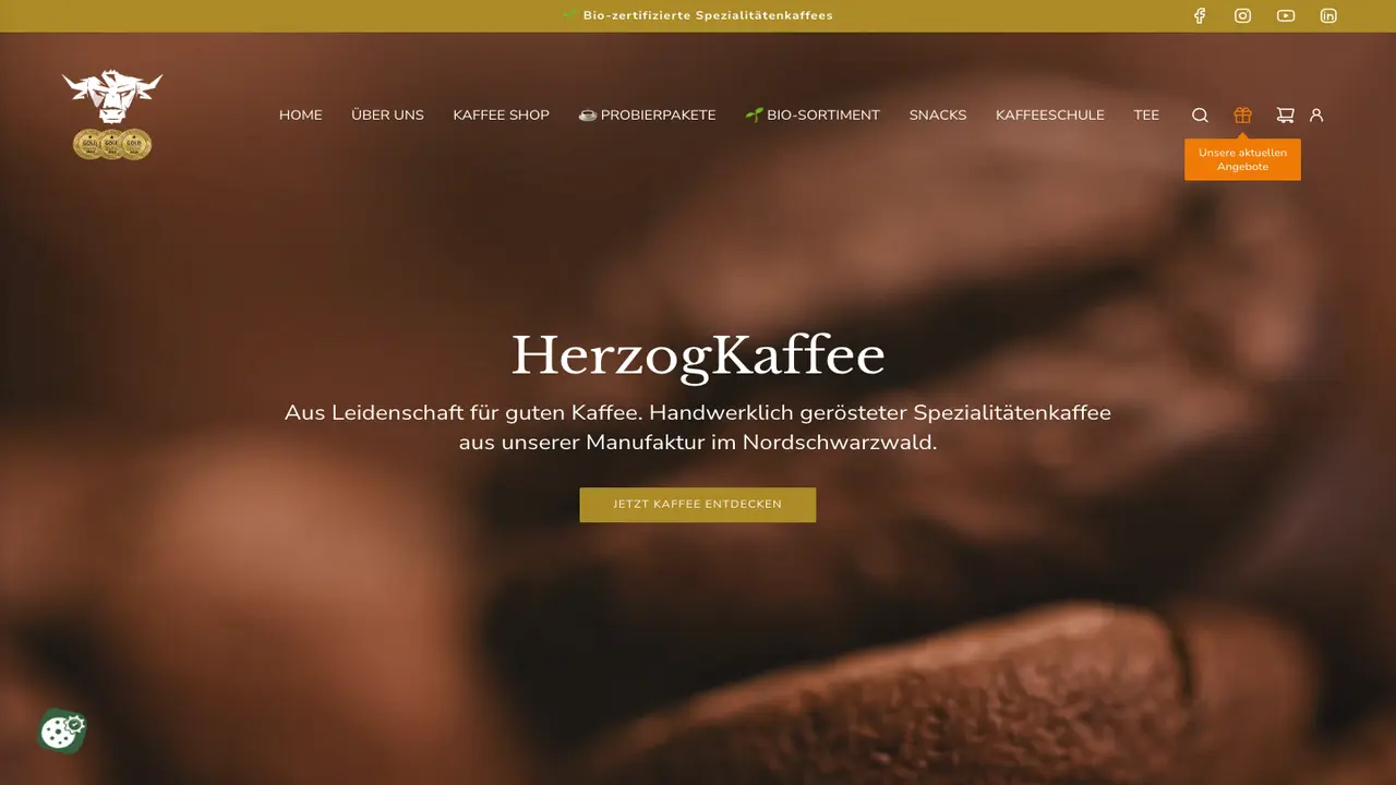 Website der Röstwerk von HerzogKaffee