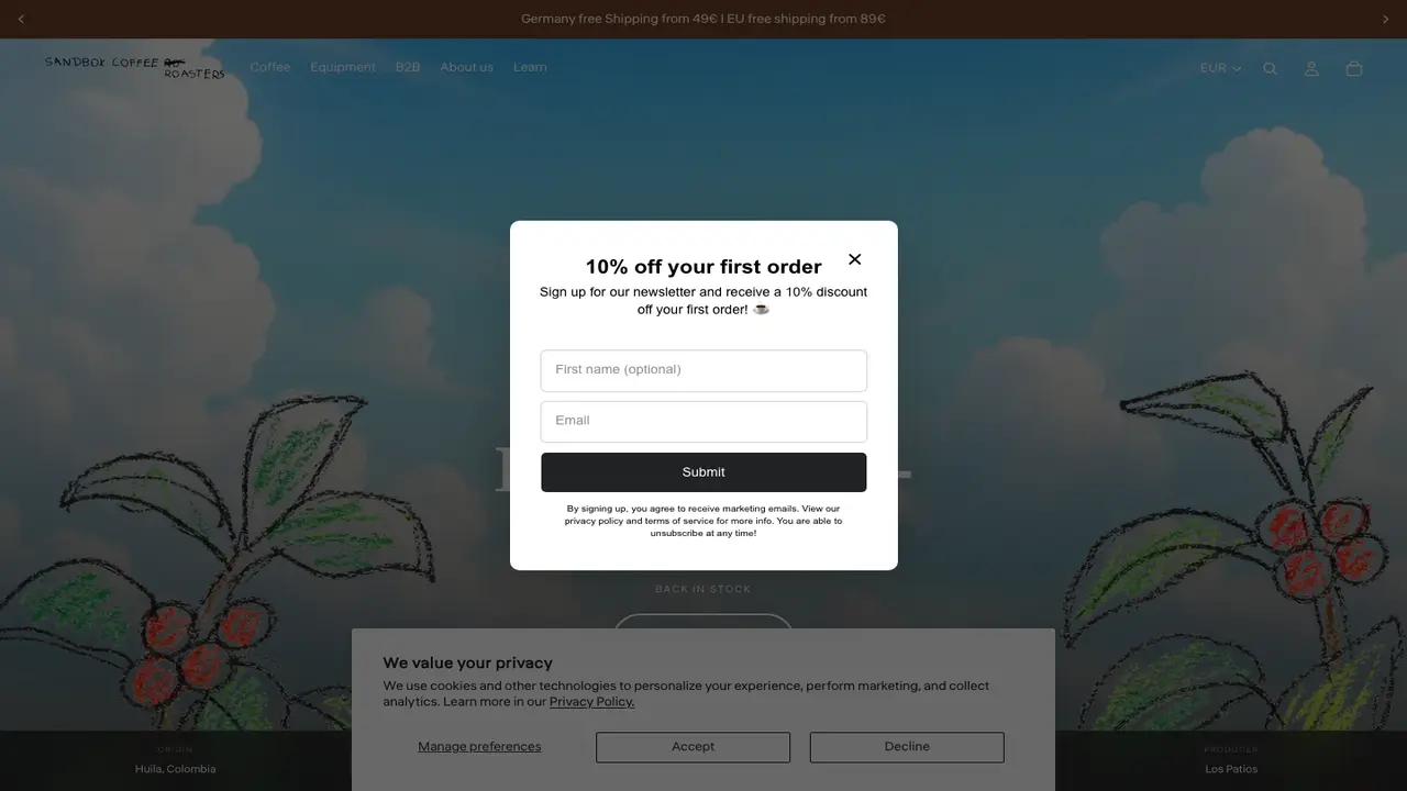 Website der ROS Co-Roasting