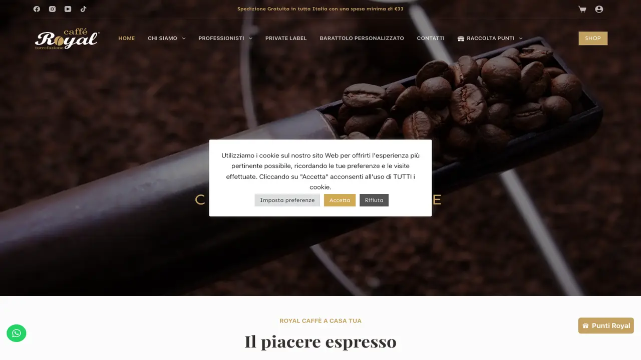 Website der Royal caffé