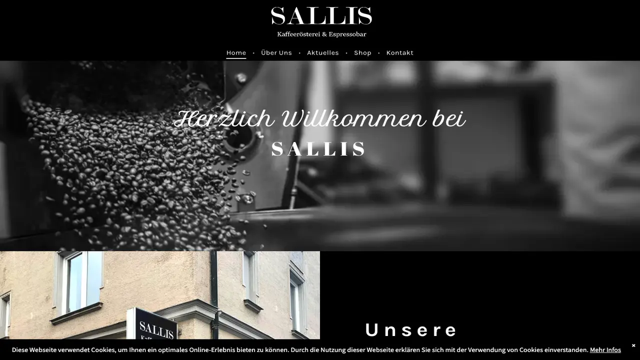 Website der SALLIS Kaffeerösterei & Espressobar