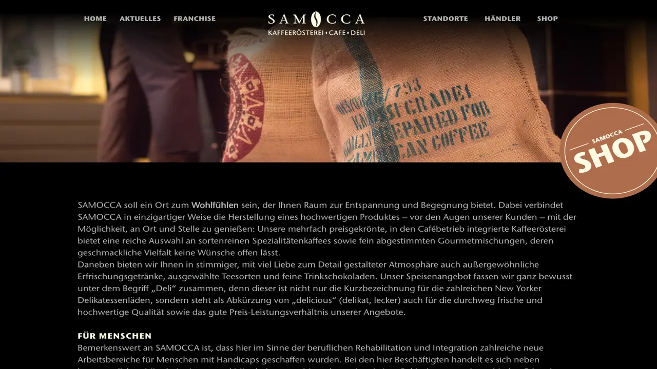 Website der Samocca