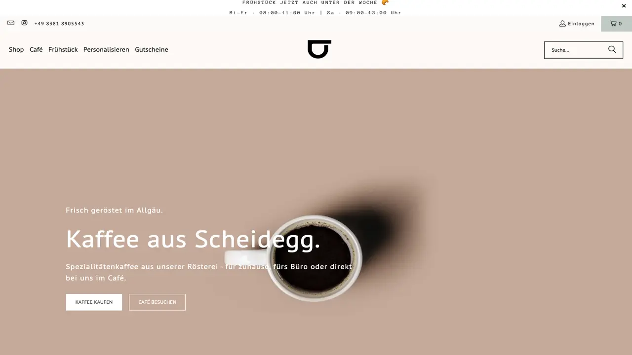Website der SCHINDEL - Rösterei & Café