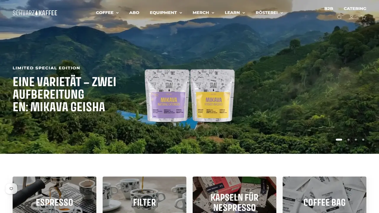 Website der SCHVARZ KAFFEE
