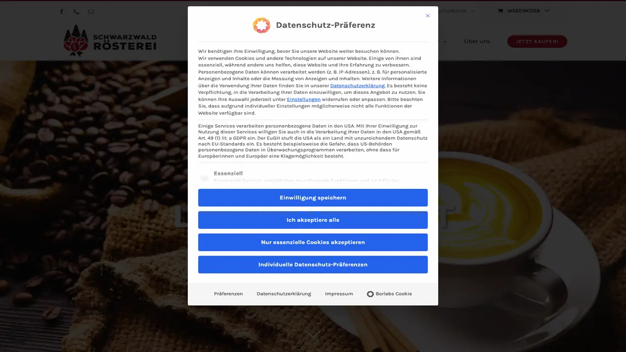 Website der Schwarzwaldrösterei