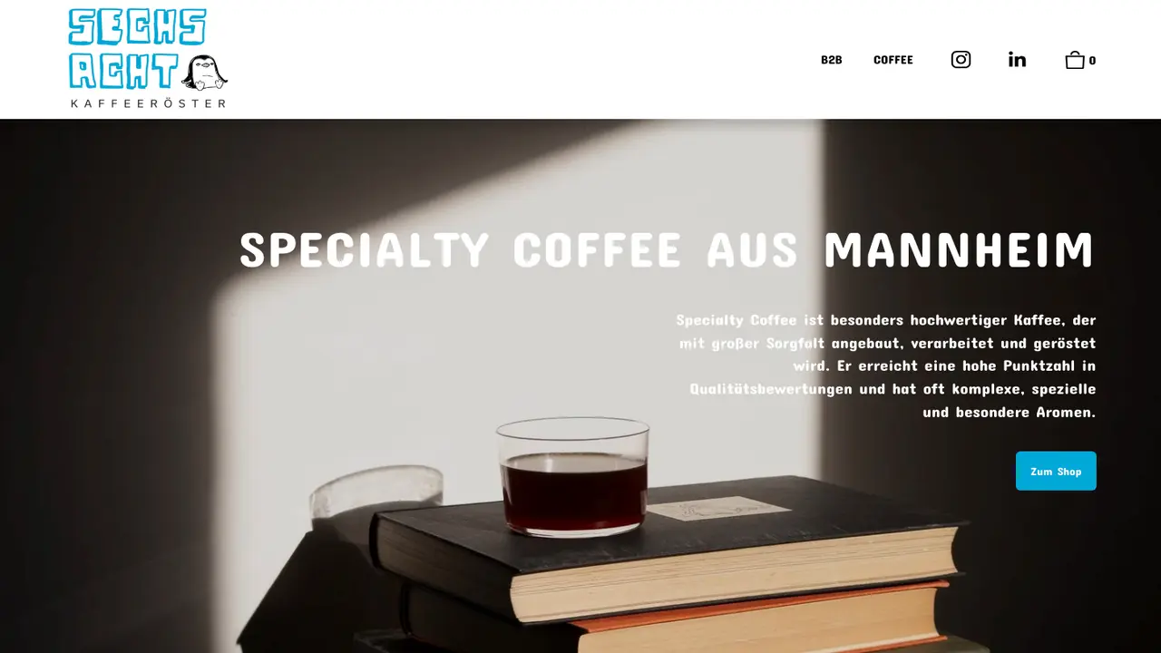 Website der sechs acht Kaffeeröster