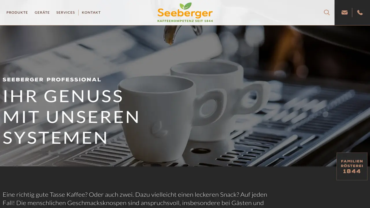 Website der Seeberger Professional GmbH