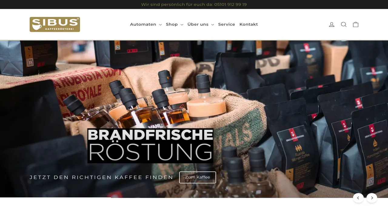 Website der SIBUS KAFFEERÖSTEREI GMBH