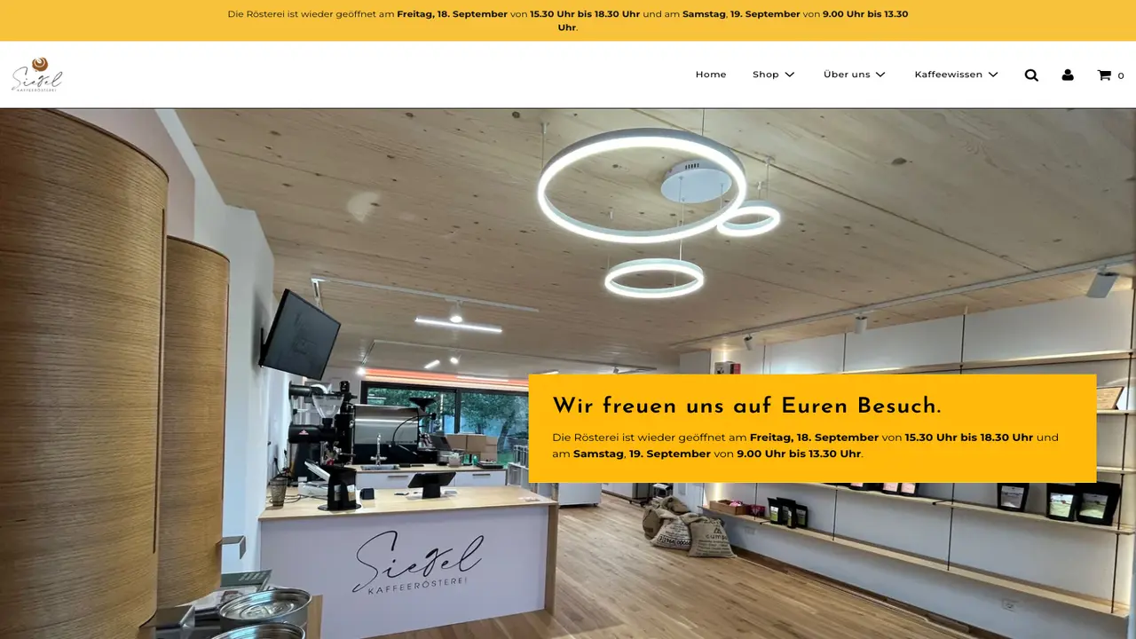 Website der Siegel Kaffeerösterei